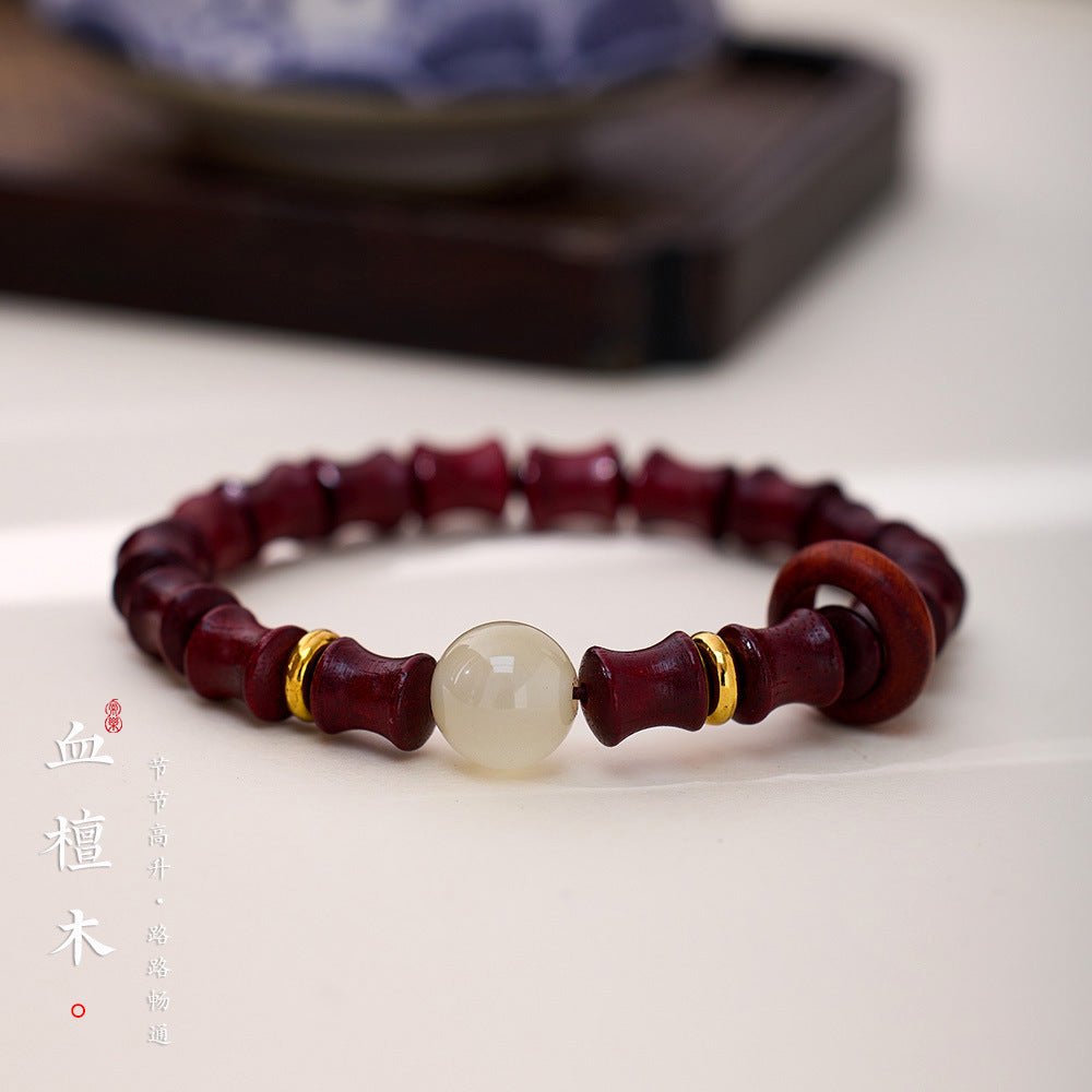 Natural Sandalwood Bamboo Knot Bracelet Luminous Beads Sandalwood Bracelet Cultural Play Prayer Beads Unisex Couple Bracelet
