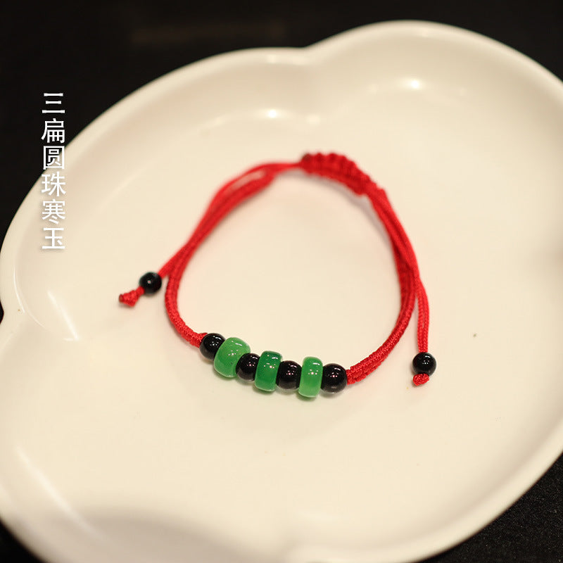 Jadeite Jade Red String Bracelet Red String Handmade Woven Bracelet for Zodiac Year Dragon Boat Festival Red String Gift Small Accessories