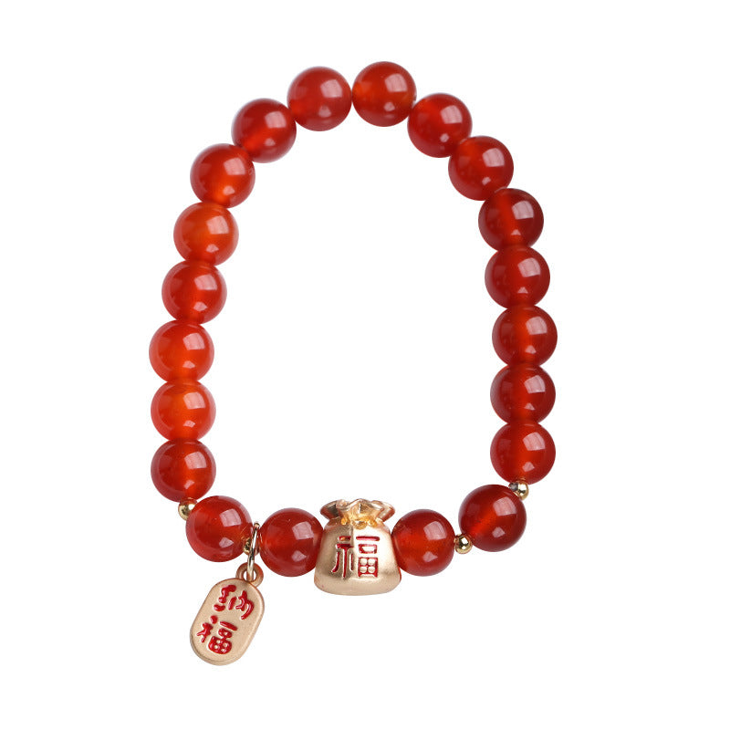 Natural Red Agate Bracelet Money Bag Jewelry Handmade Jewelry Live Broadcast Benefit Exquisite