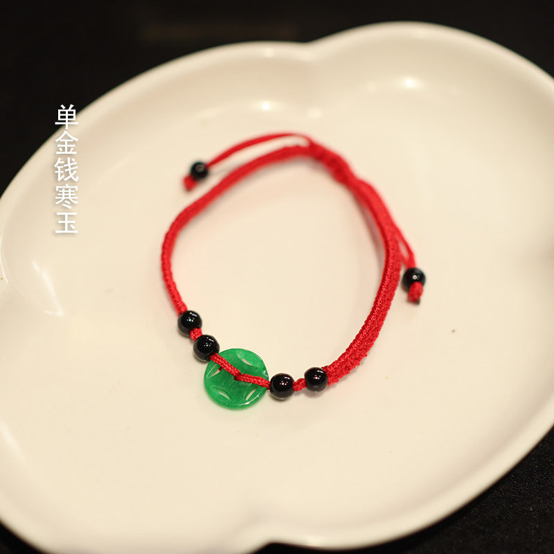 Jadeite Jade Red String Bracelet Red String Handmade Woven Bracelet for Zodiac Year Dragon Boat Festival Red String Gift Small Accessories