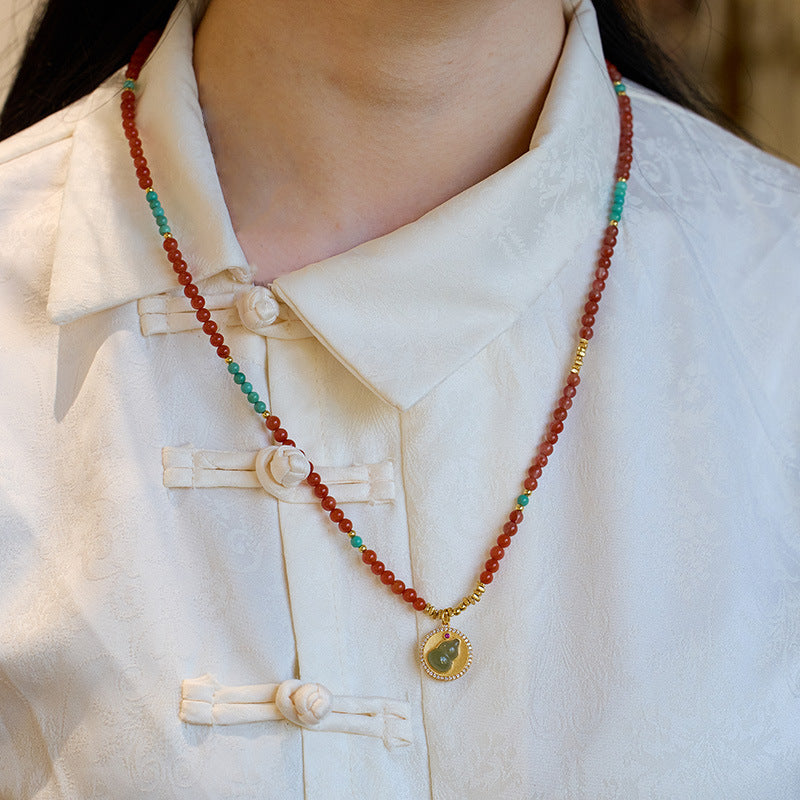 New Chinese Style Natural Sichuan Material4MM Liangshan South Red Agate Bracelet for Women, Small Rice Beads, Cherry Persimmon Red, South Red Agate Collection