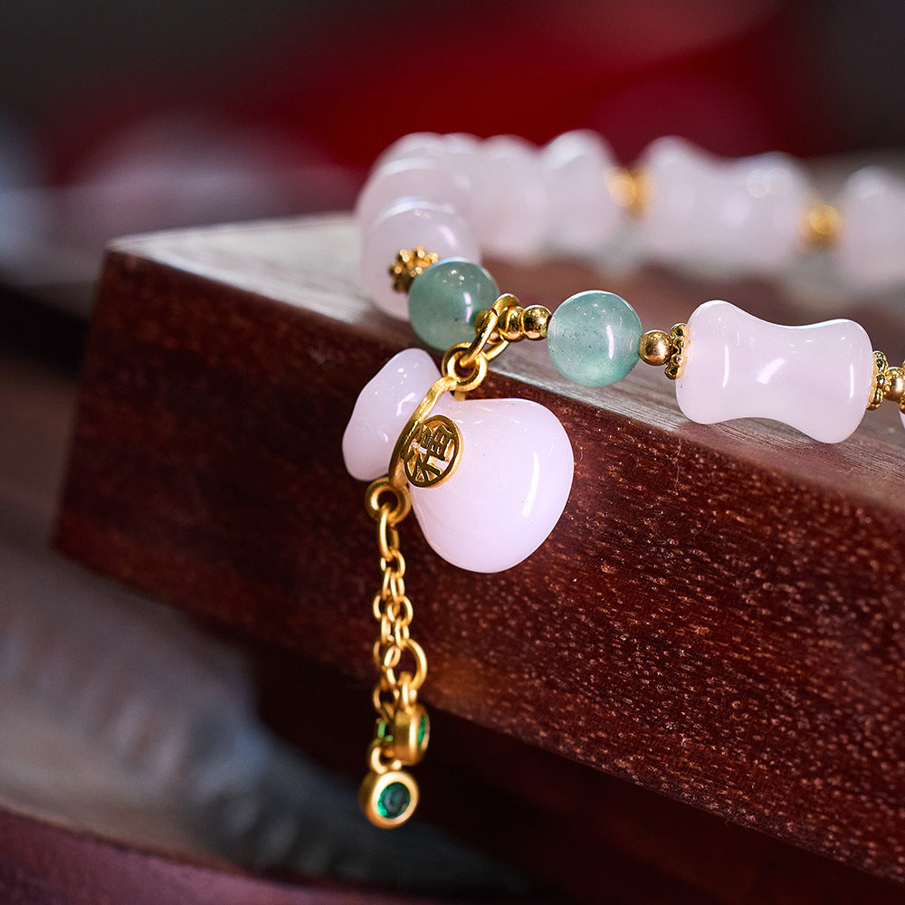 Natural Tianshan Jade Bamboo Knot Bracelet for Women Wallet Drum Money Bag Golden Silk Jade High-end Feel Bestie Bracelet Gift
