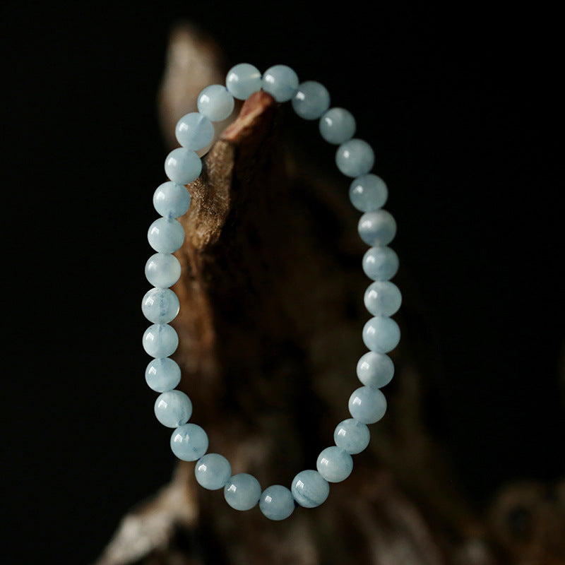 Feiyi Jewelry Brazilian Natural Aquamarine Bracelet DIY Single Strand Bracelet for Women with Happiness Gemstones Spot Goods