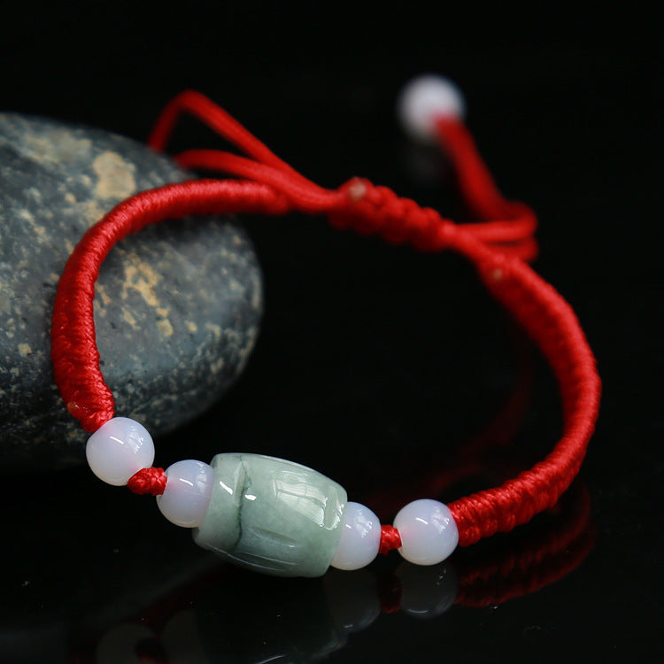 Jadeite Jade Red String Bracelet Red String Handmade Woven Bracelet for Zodiac Year Dragon Boat Festival Red String Gift Small Accessories