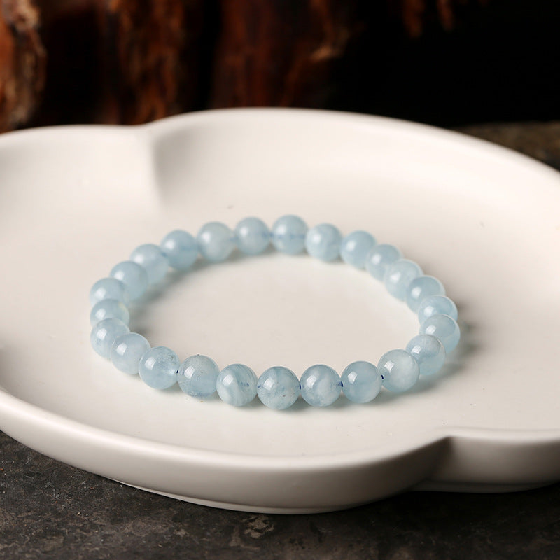 Feiyi Jewelry Brazilian Natural Aquamarine Bracelet DIY Single Strand Bracelet for Women with Happiness Gemstones Spot Goods