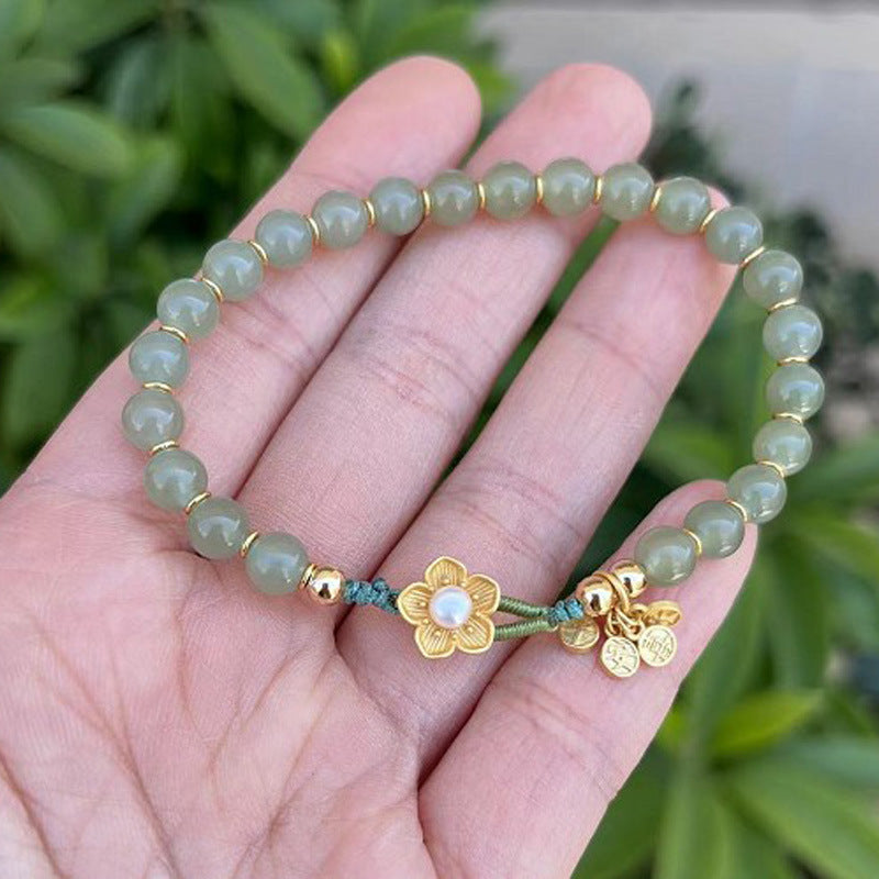Natural6MM Hetian Jade Bracelet for Women S925Sterling Silver Jade Jewelry Bracelet Gift for Best Friend Wholesale