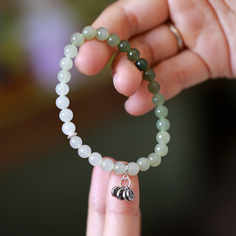 Natural6MM Hetian Jade Bracelet for Women S925Sterling Silver Jade Jewelry Bracelet Gift for Best Friend Wholesale