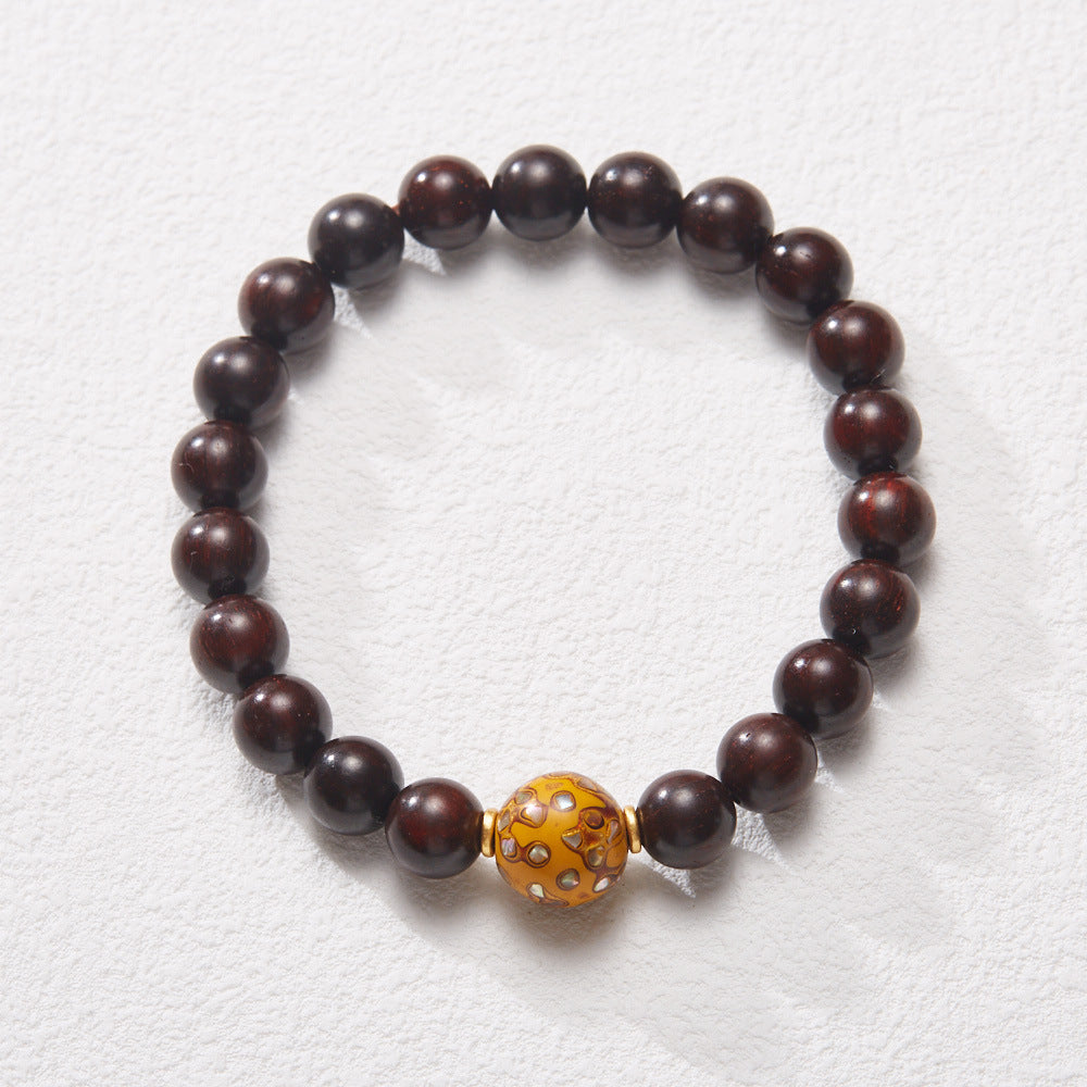 Natural Small Leaf Red Sandalwood Bracelet Authentic Old Material Sandalwood Buddha Beads Unisex Five-Way Five-Element Beads Wenwan Play Bracelet