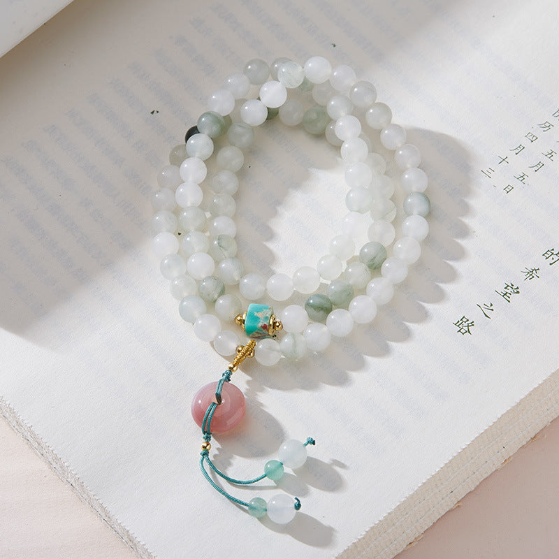 Xinjiang Natural Three-Circle Golden Silk Jade Bracelet for Women Tianshan Jadeite Stone108New Chinese Bracelet