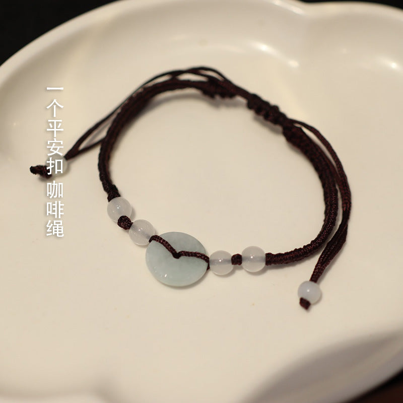 Jadeite Jade Red String Bracelet Red String Handmade Woven Bracelet for Zodiac Year Dragon Boat Festival Red String Gift Small Accessories