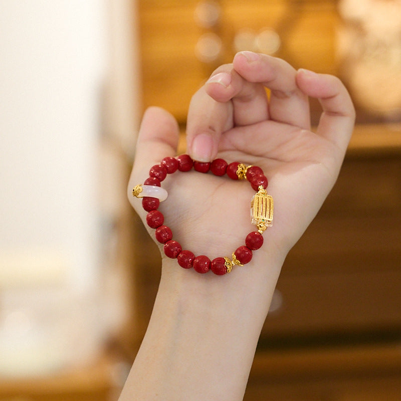 Xiangxi Original Mine High Content Imperial Cinnabar Bracelet Five Strands Ancient Method Velvet Cinnabar High-end Bracelet