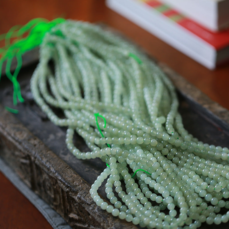 Customized Processing Natural Hetian Jade DIY Accessories Round Beads Loose Beads108Jade Bead Bracelet Accessories