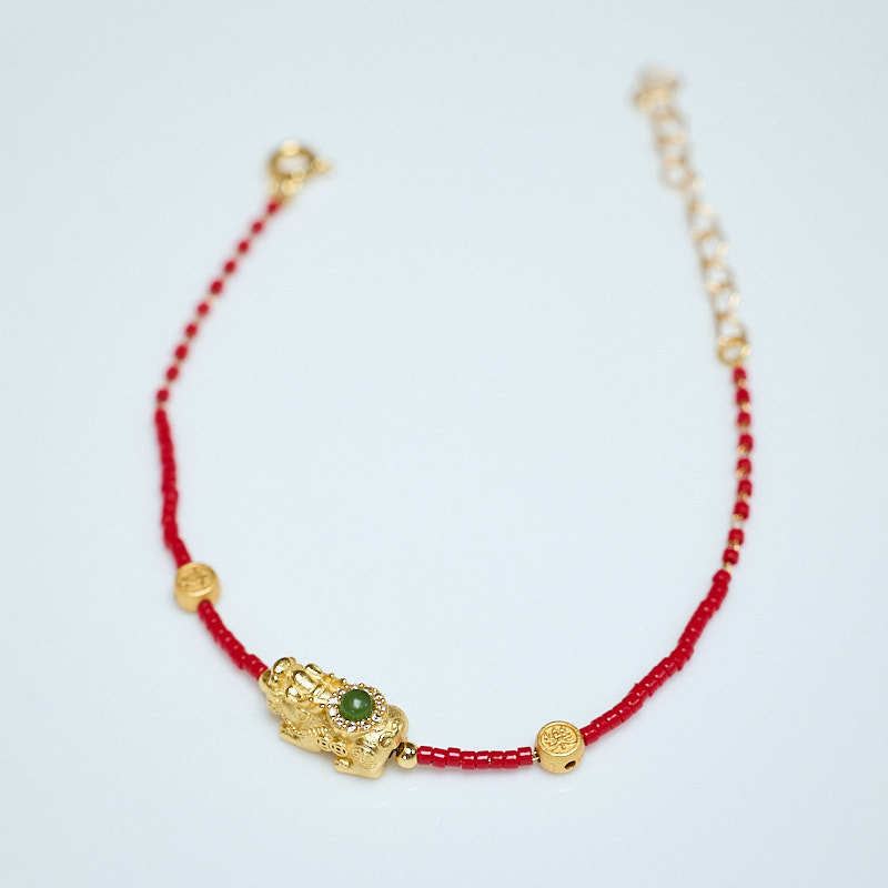 2025Year of the Snake Vajra Bracelet for Women New Chinese Style High-Value Red Glass Bracelet for Birth Year