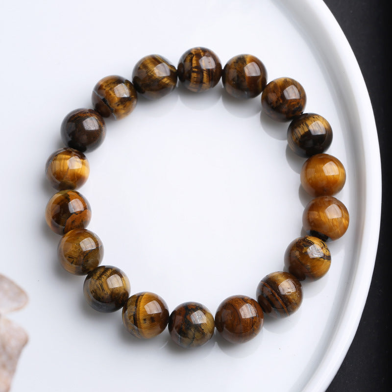 Jiaer Same Style Natural A Premium Tiger Eye Stone Bracelet Wood Transformation Stone Tiger Clear Stone Bracelet High-end Couple Bracelet