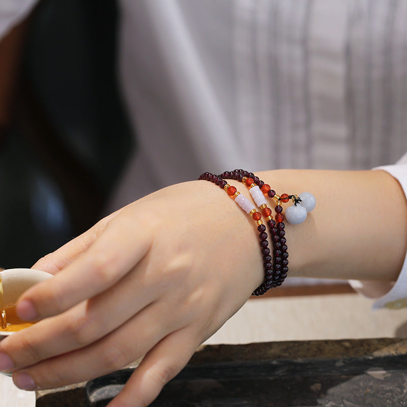 Natural Garnet Bracelet Multi-layer Beaded Bracelet5mm Natural emerald A Accessories Hot Sale