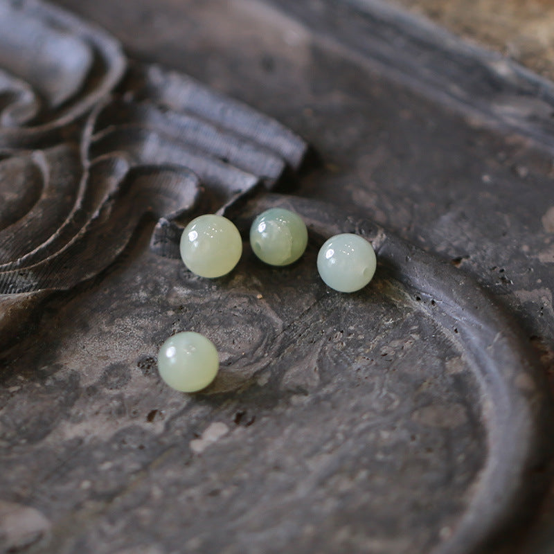 Customized Processing Natural Hetian Jade DIY Accessories Round Beads Loose Beads108Jade Bead Bracelet Accessories