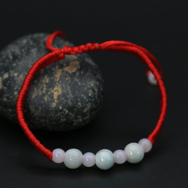 Jadeite Jade Red String Bracelet Red String Handmade Woven Bracelet for Zodiac Year Dragon Boat Festival Red String Gift Small Accessories