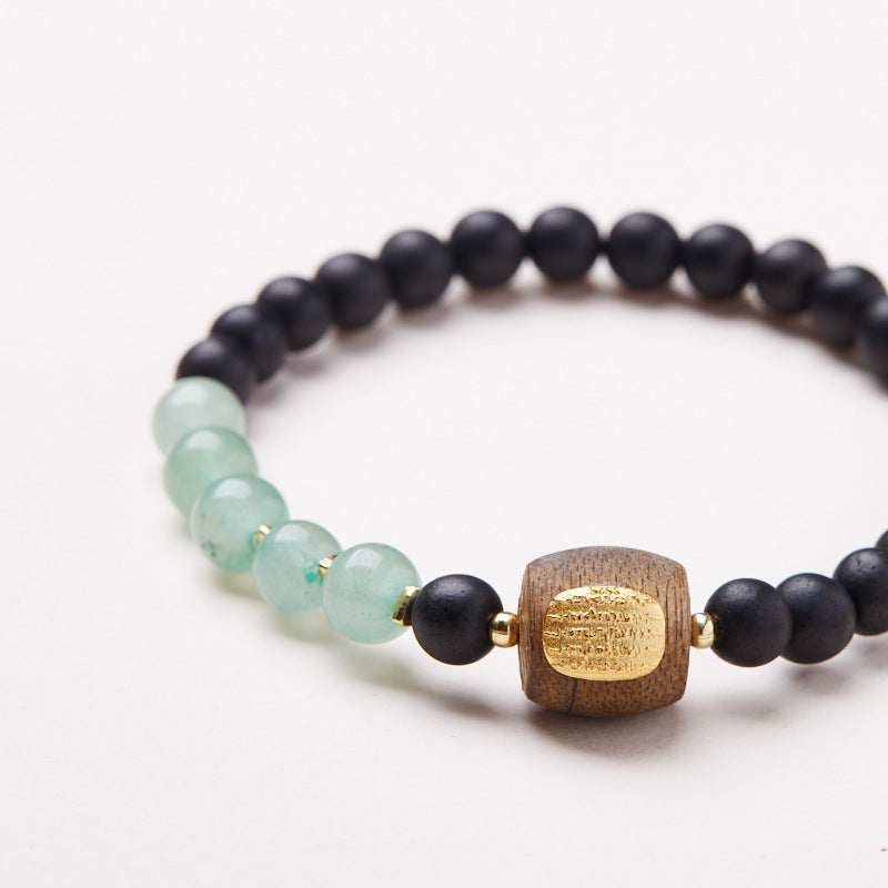 Half Mountain Half Water Soil Agarwood Green Aventurine Five-Striped Sutra Bracelet Niche High-End Hand String Gift Live Source