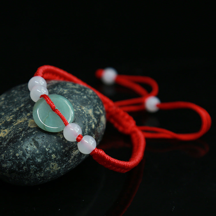 Jadeite Jade Red String Bracelet Red String Handmade Woven Bracelet for Zodiac Year Dragon Boat Festival Red String Gift Small Accessories