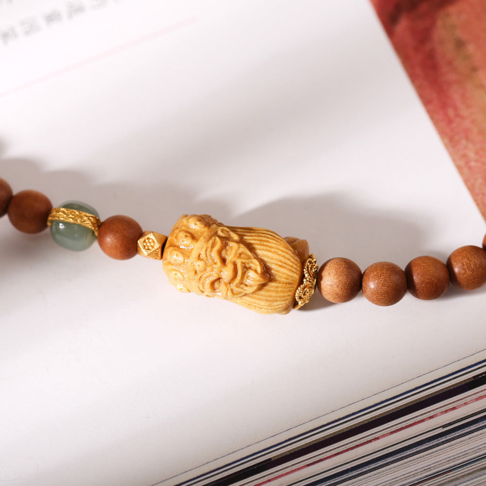 Natural Milk Fragrance Sandalwood Barbie Sandalwood Bracelet Zakiram Hetian Jade High-end Bracelet