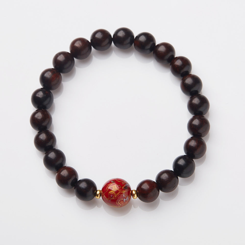 Natural Small Leaf Red Sandalwood Bracelet Authentic Old Material Sandalwood Buddha Beads Unisex Five-Way Five-Element Beads Wenwan Play Bracelet