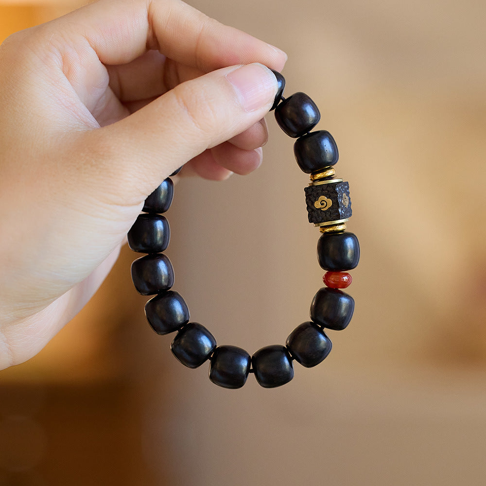 Nanjing Jiming rosewood ebony bracelet auspicious clouds like rain temple with the same Buddha beads rosary bracelet men