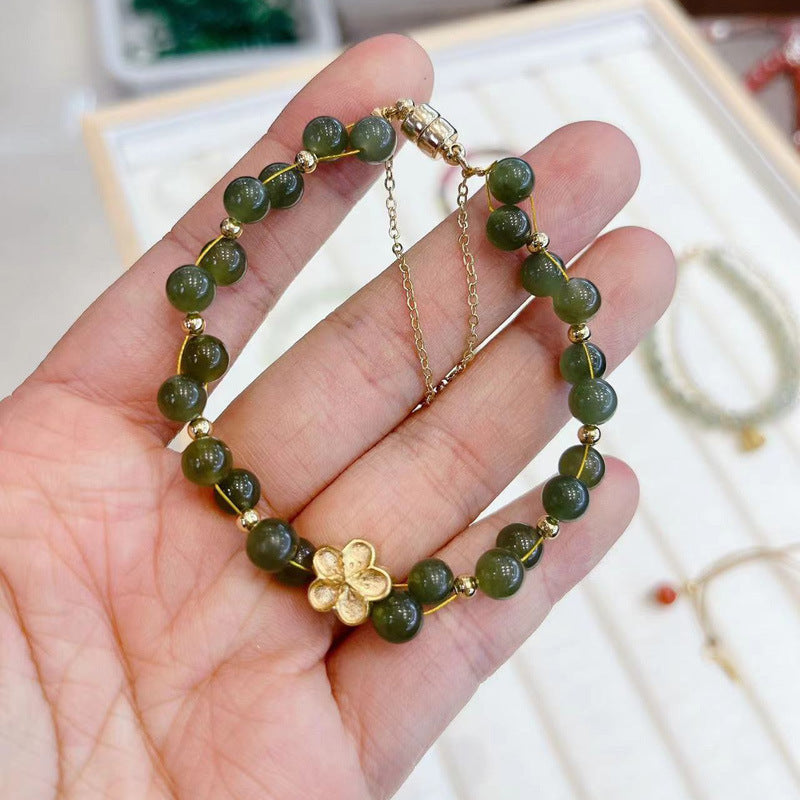 Natural6MM Hetian Jade Bracelet for Women S925Sterling Silver Jade Jewelry Bracelet Gift for Best Friend Wholesale