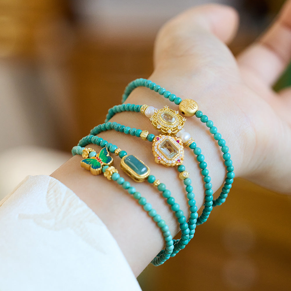 Hubei Original Mine Natural Green Pine Bracelet for Women S925Silver Inlaid Blue Water Jade Fine Texture Bracelet Gift for Girlfriend