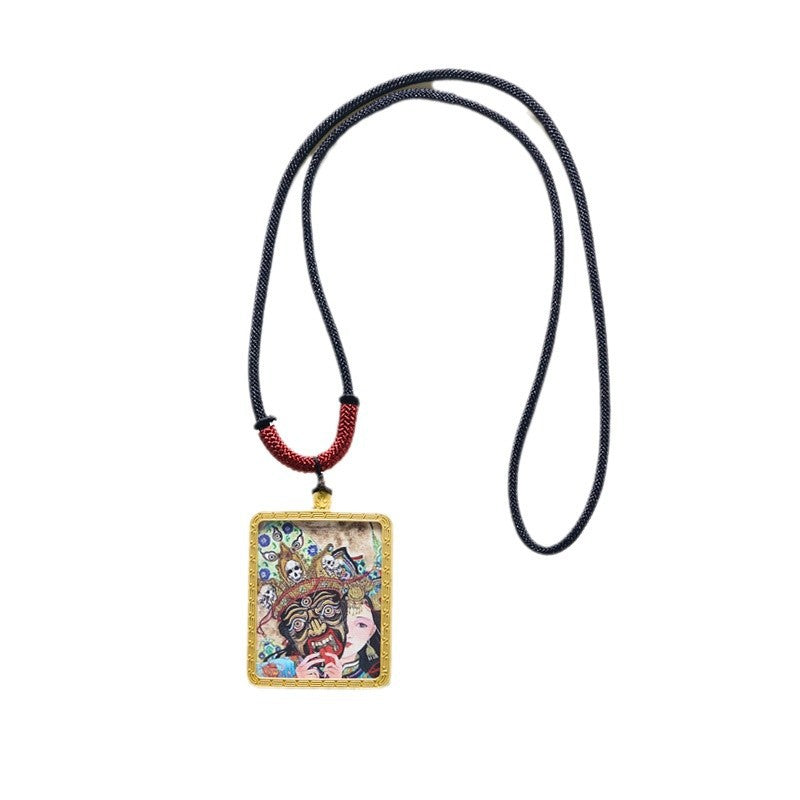 Tibetan Thangka Necklace Zakiram Past and Present Life Pendant Sweater Chain Gawu Box Zakiram Pendant Necklace