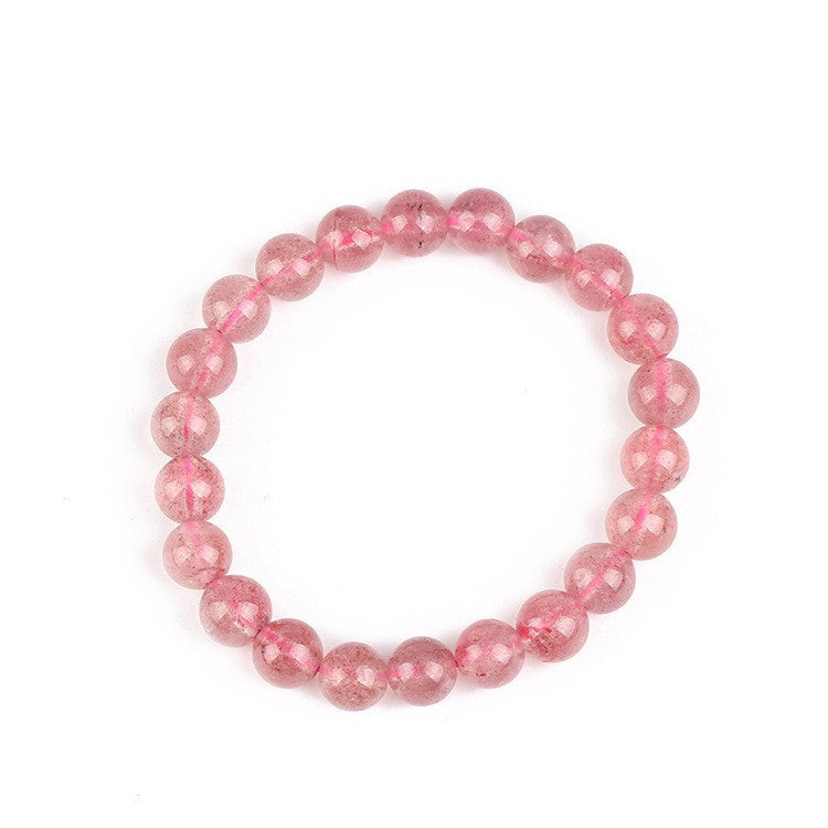 Custom Natural Strawberry Quartz Bracelet for Women Pigeon Blood Red Quartz DIY Pink crystal peach blossom beads