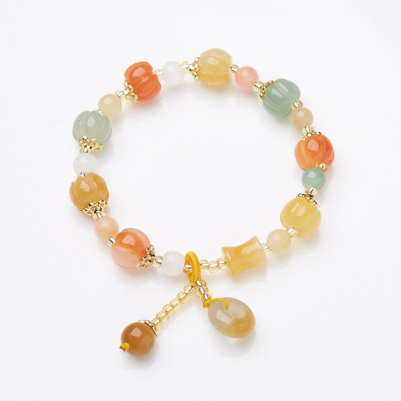 Natural Xinjiang Golden Silk Jade Bracelet for Women Wish Ring Peace Buckle Colorful Jade Bracelet Gift for Best Friend