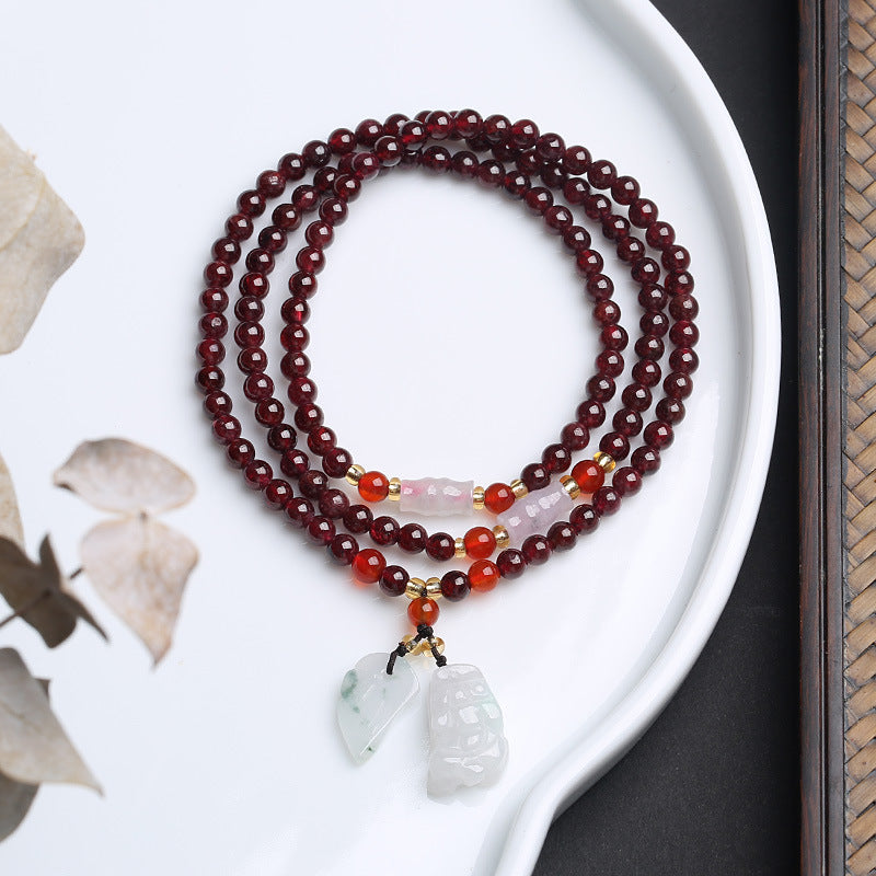 Natural Garnet Bracelet Multi-layer Beaded Bracelet5mm Natural emerald A Accessories Hot Sale