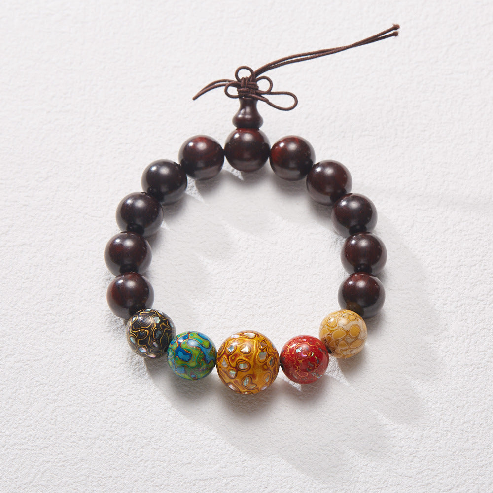 Natural Small Leaf Red Sandalwood Bracelet Authentic Old Material Sandalwood Buddha Beads Unisex Five-Way Five-Element Beads Wenwan Play Bracelet