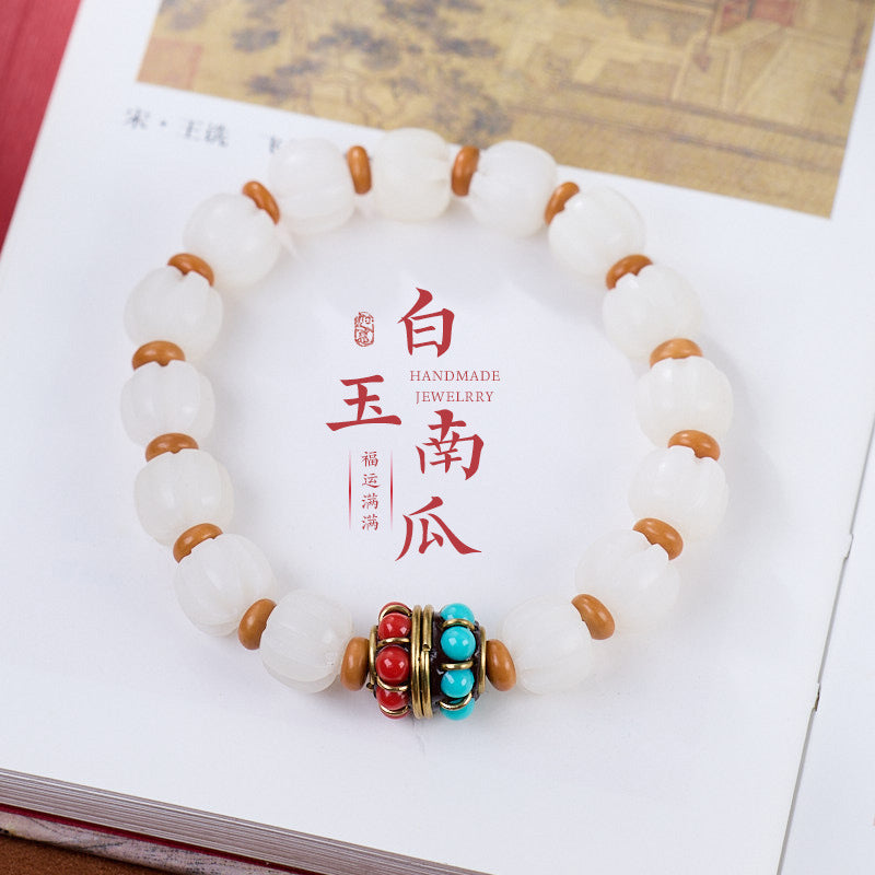 Xiamen Nanputuo Collection Five-Color Gold Leaf Heart Sutra Multi-Treasure Glass Bell Lion Dance Bracelet Ten Perfect Bracelets
