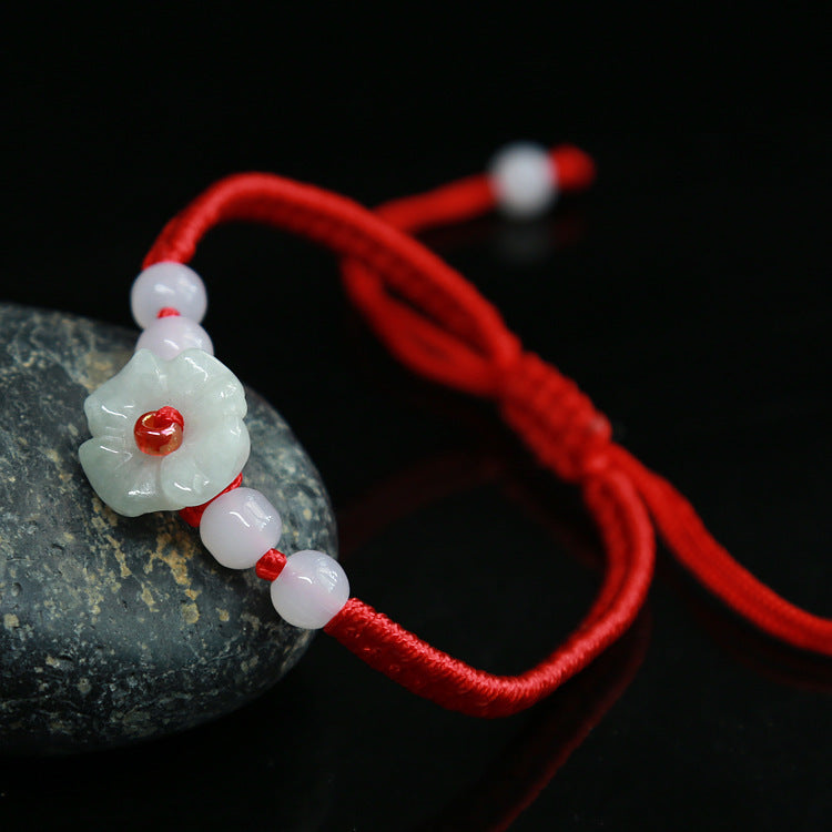 Natural emerald A Goods Red Rope Bracelet Lucky Red Rope Woven in the Year of Birth Red Carrying Strap