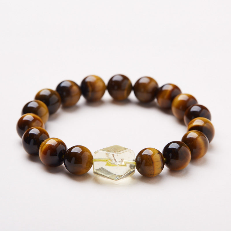 Ephemeral Secret Natural Realm10MM Tiger Eye Stone Bracelet Freeform Yellow Crystal Bracelet High-end Crystal Bracelet