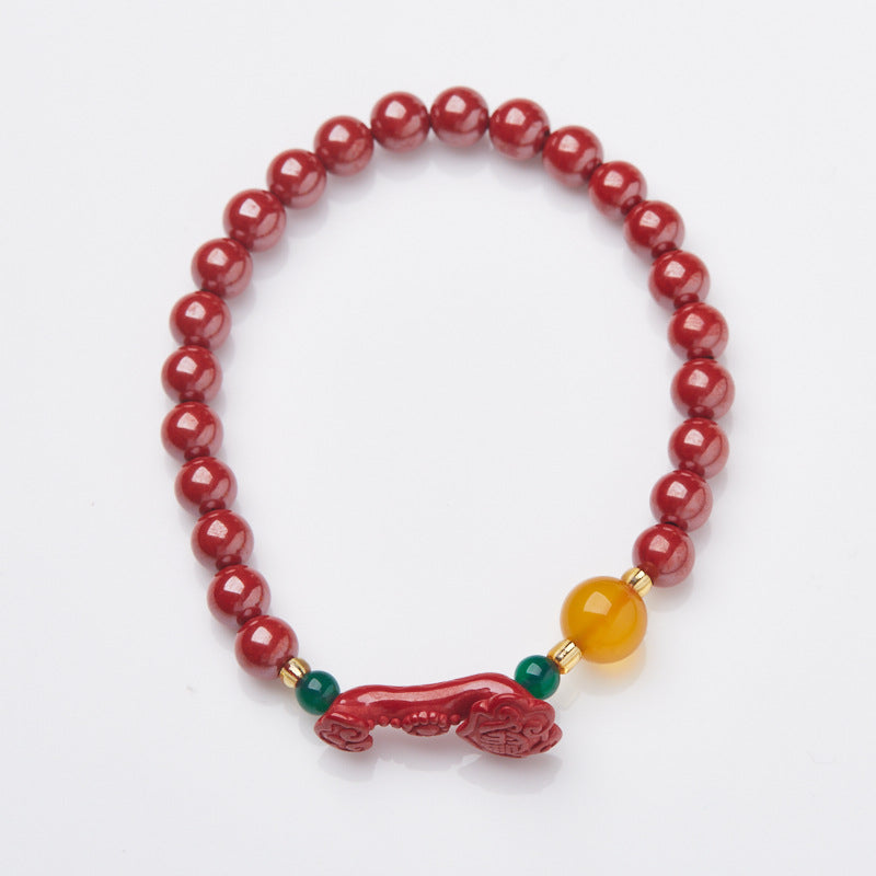 Shangxi Original Mine High Content Imperial Sand Bracelet Good Luck and Fortune Cinnabar Bracelet Zodiac Year Gift