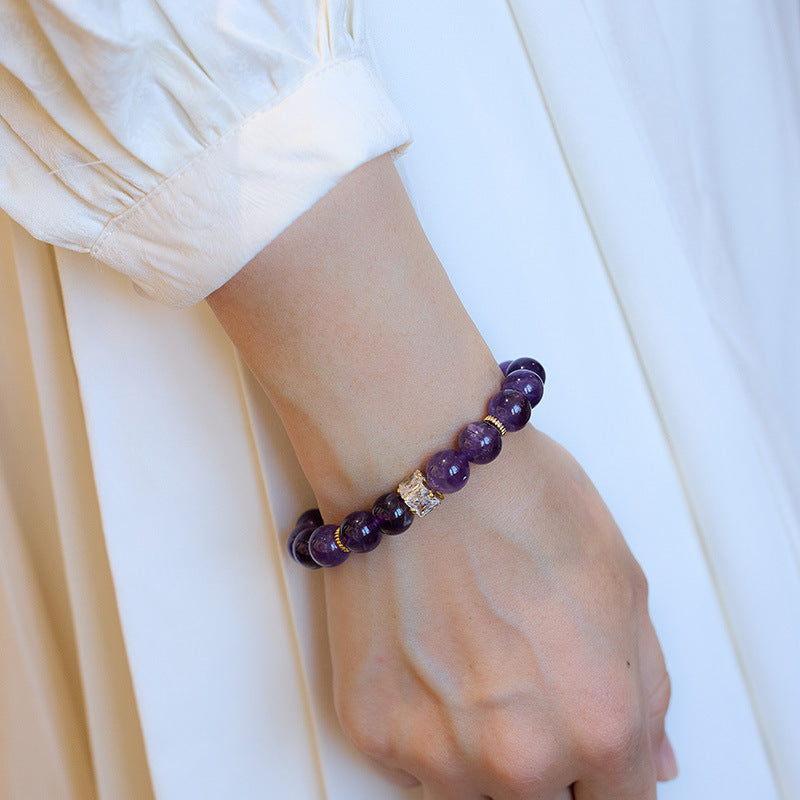 Neun lila Feuerkristall-Armband für Frauen, Perlen, Drachenjahr, Sternzeichen, Glücksbringer, Amethyst, Zuckerwürfel, Multi-Treasure-Armband