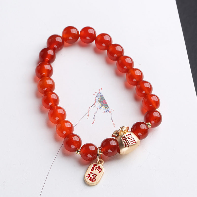 Natural Red Agate Bracelet Money Bag Jewelry Handmade Jewelry Live Broadcast Benefit Exquisite