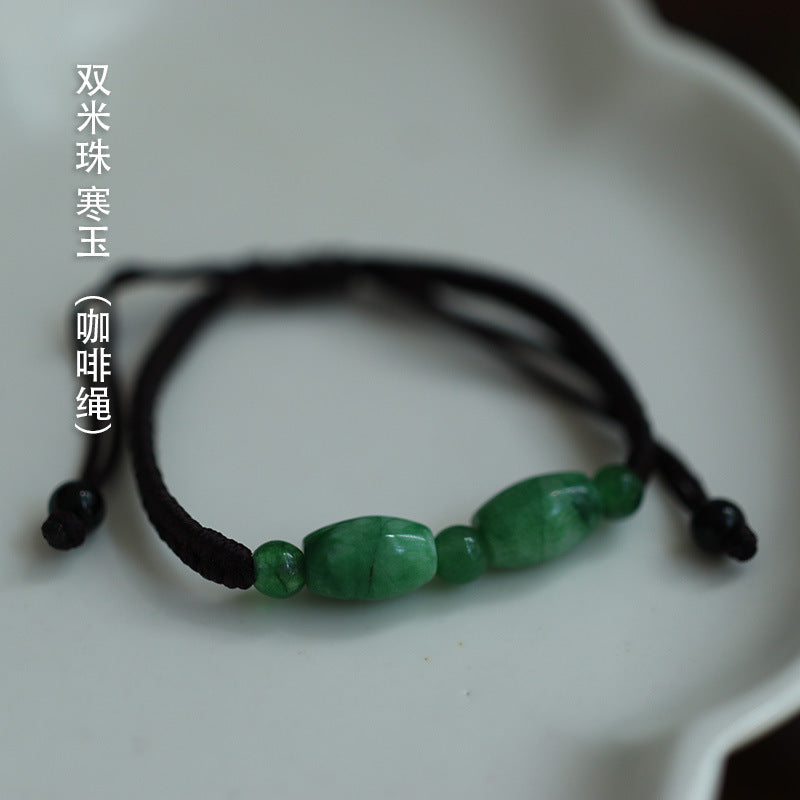 Jadeite Jade Red String Bracelet Red String Handmade Woven Bracelet for Zodiac Year Dragon Boat Festival Red String Gift Small Accessories