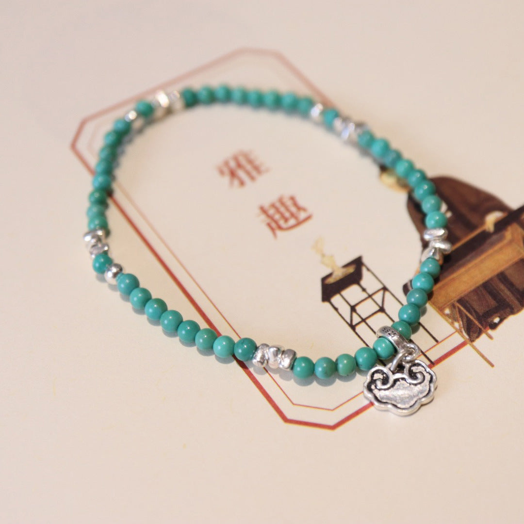 Yiyi|Small pieces of silver S925Sterling Silver Bracelet for Women Original Niche Design Natural Crystal Beaded Bracelet Vintage Style Gift