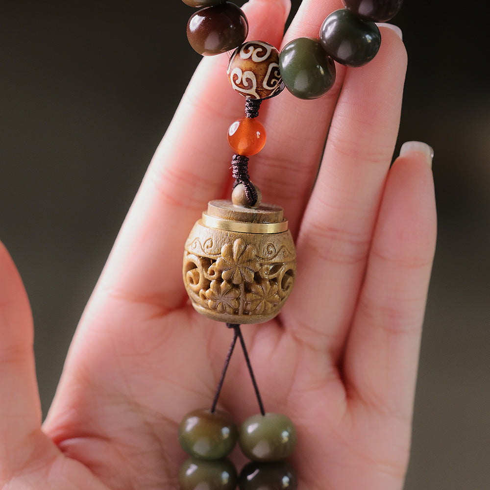 Dunhuang Wen Tian Weathered White Jade Bodhi Root Bracelet Play Bodhi Seed Bracelet Buddhist Beads Prayer Beads Sweater Chain Dual-use Style