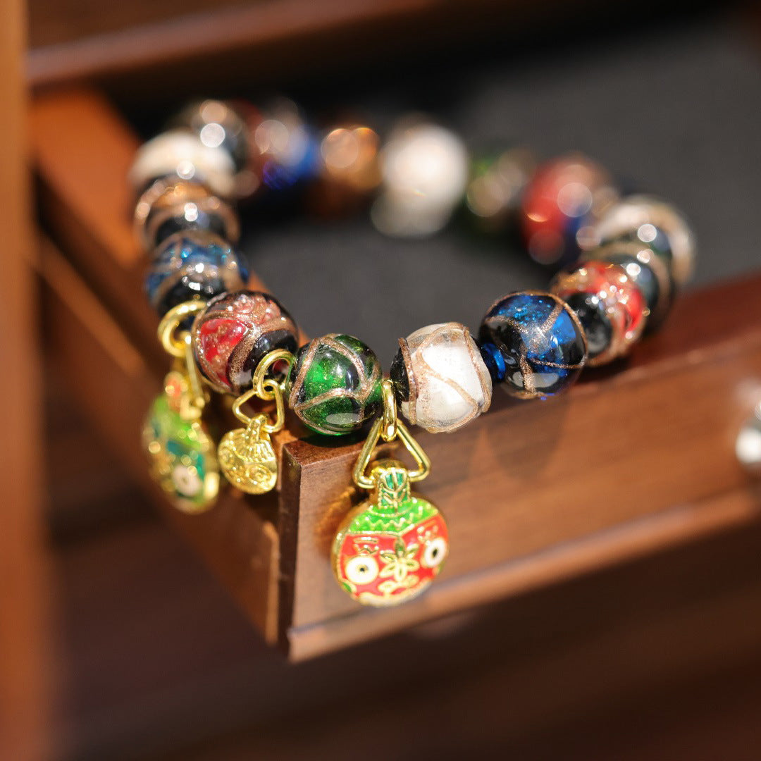 Incense Ash Glaze Bracelet Zodiac Year Twelve Zodiac Bracelet Ancient Method Multi-Treasure Gold-Swallowing Beast Beijing Palace Family of Three