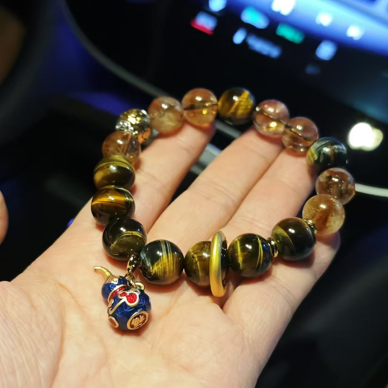 Black Mythology Sun Wukong Natural Tiger Eye Stone Bracelet Obsidian Hand Toy Bracelet Gift for Men Personalized Gift