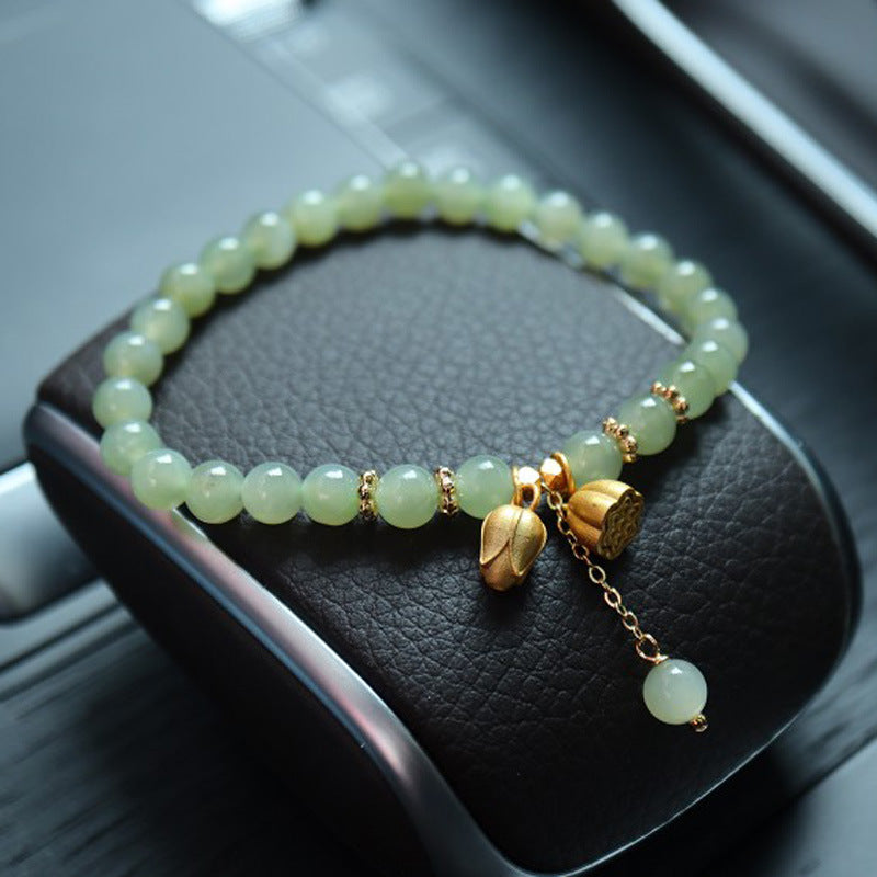 Natural6MM Hetian Jade Bracelet for Women S925Sterling Silver Jade Jewelry Bracelet Gift for Best Friend Wholesale