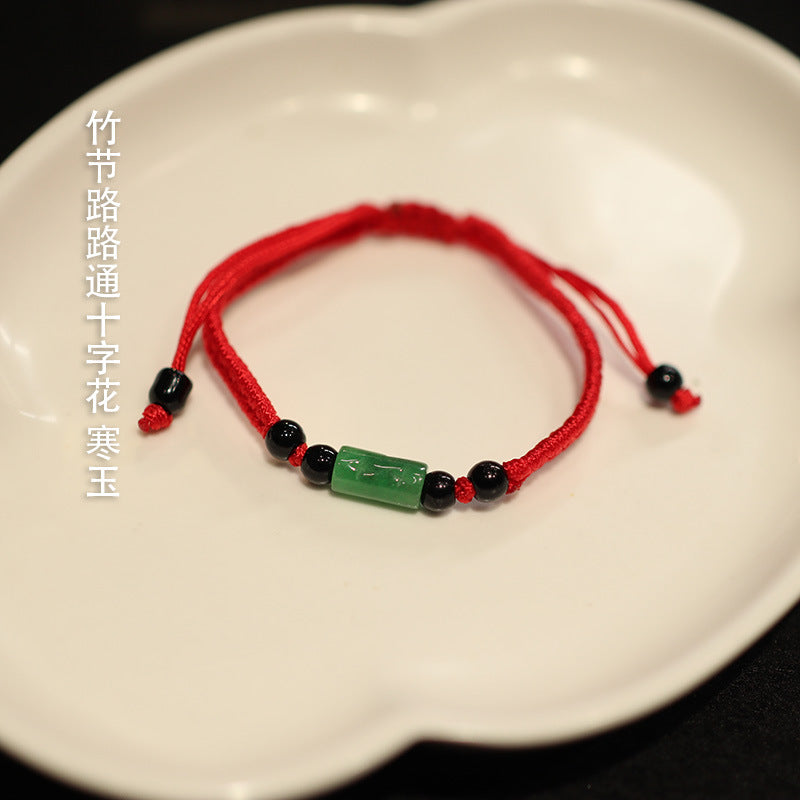 Jadeite Jade Red String Bracelet Red String Handmade Woven Bracelet for Zodiac Year Dragon Boat Festival Red String Gift Small Accessories