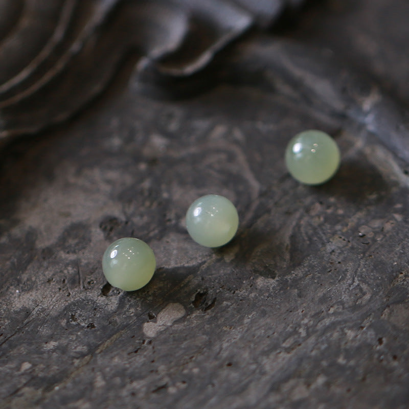 Customized Processing Natural Hetian Jade DIY Accessories Round Beads Loose Beads108Jade Bead Bracelet Accessories