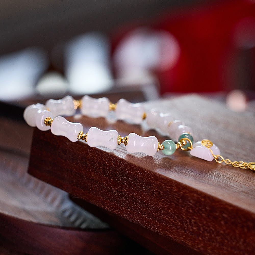 Natural Tianshan Jade Bamboo Knot Bracelet for Women Wallet Drum Money Bag Golden Silk Jade High-end Feel Bestie Bracelet Gift