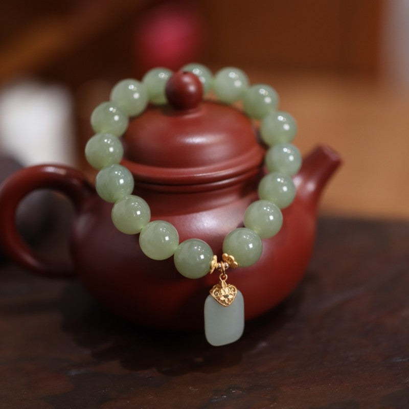 Customized Processing Natural Hetian Jade DIY Accessories Round Beads Loose Beads108Jade Bead Bracelet Accessories