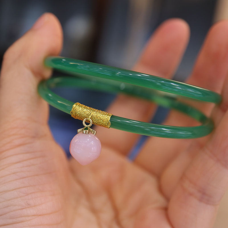 Gold-Devouring Beast Natural Chalcedony Ding-Dang Bracelet Agate Bracelet Ultra-Thin Strip Delicate and Exquisite Jade Bracelet Women's Jewelry Accessories